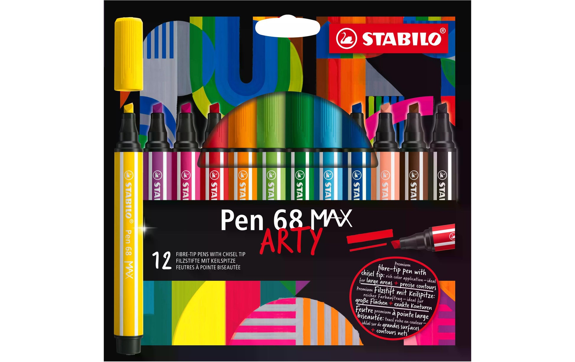 STABILO Filzstifte, Strichbreite 2–5 mm, 12 Farben