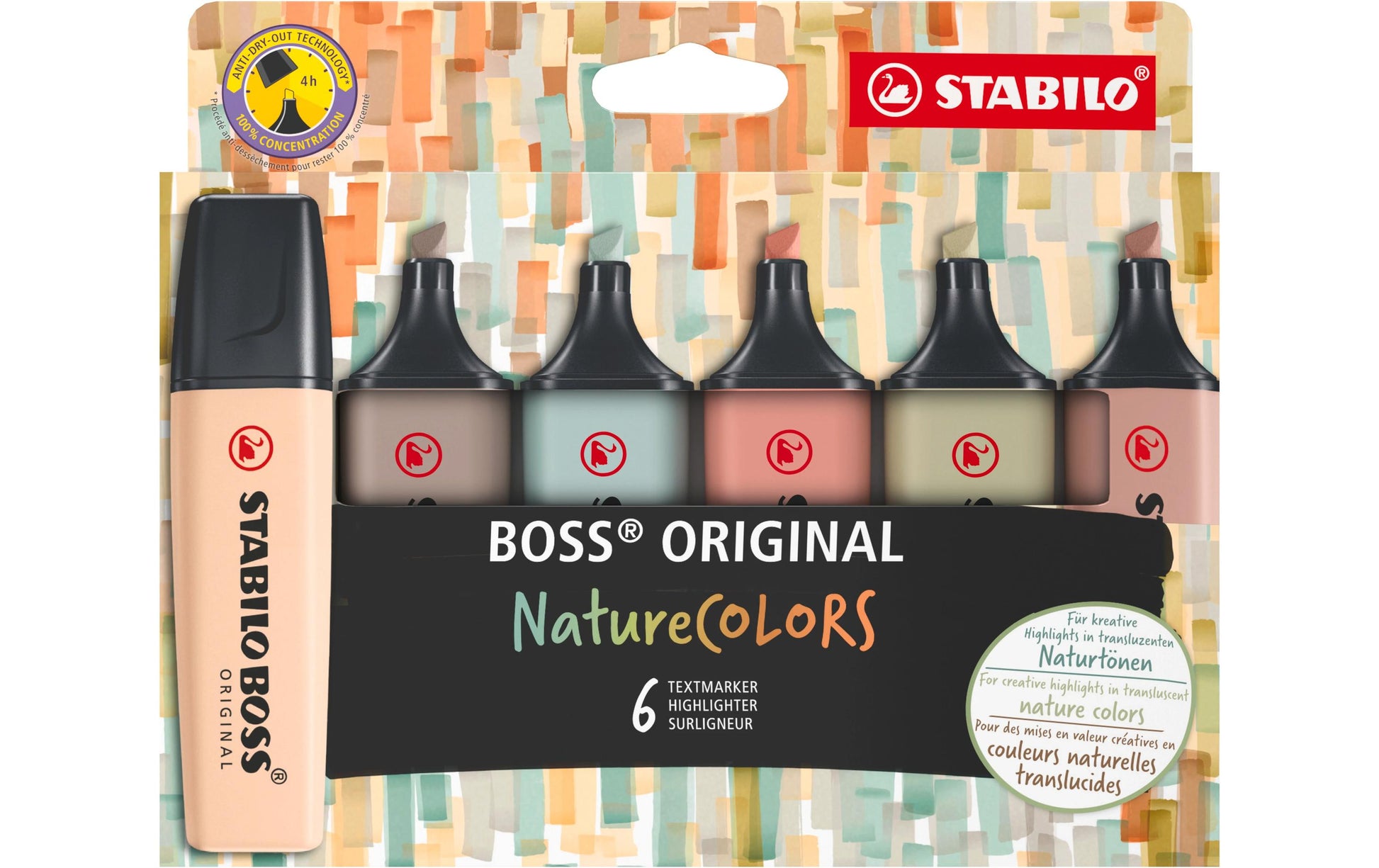STABILO BOSS Original Textmarker Set 6 Farben – Keilspitze, 2–5 mm