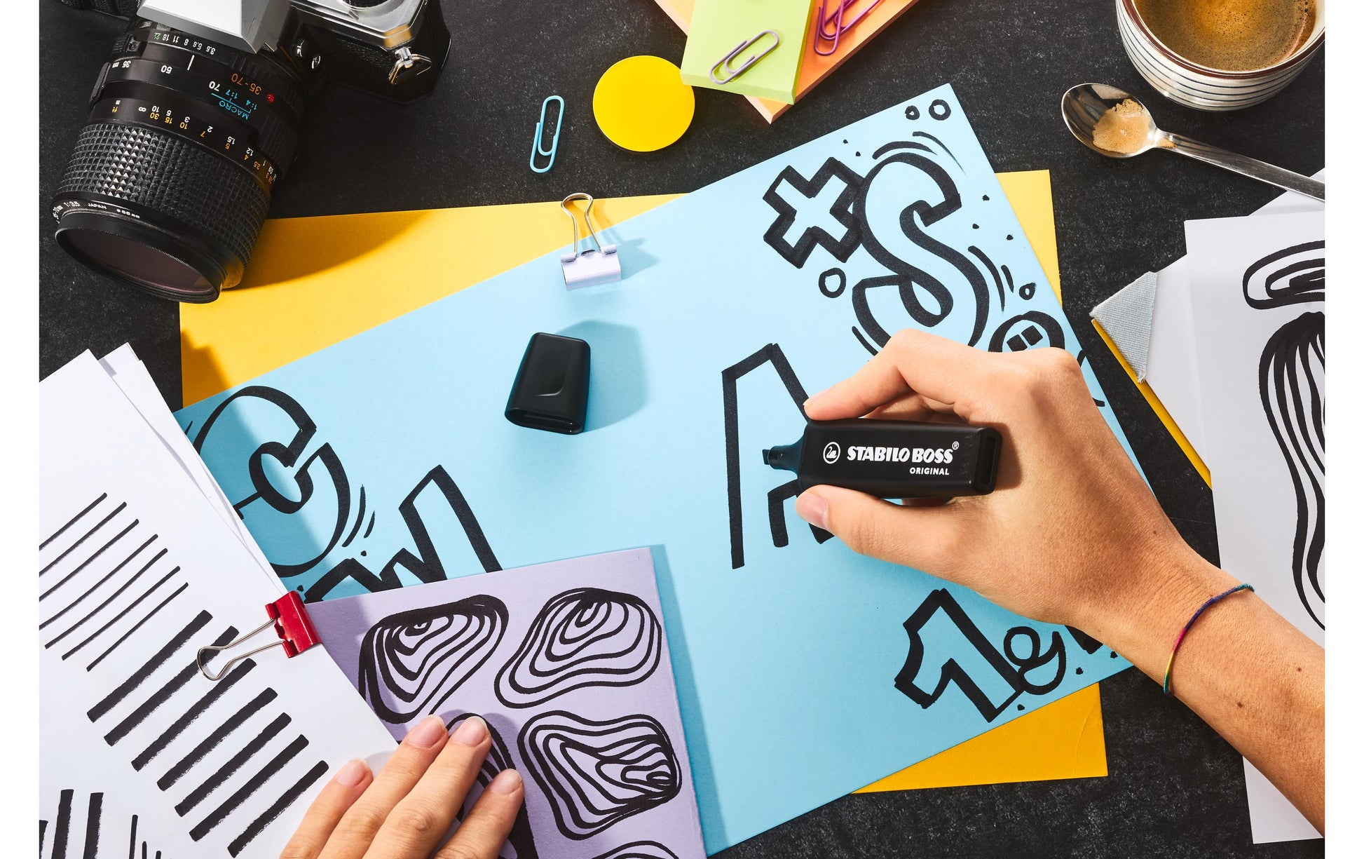 STABILO BOSS Original Textmarker Schwarz – Keilspitze, 2–5 mm, nachfüllbar