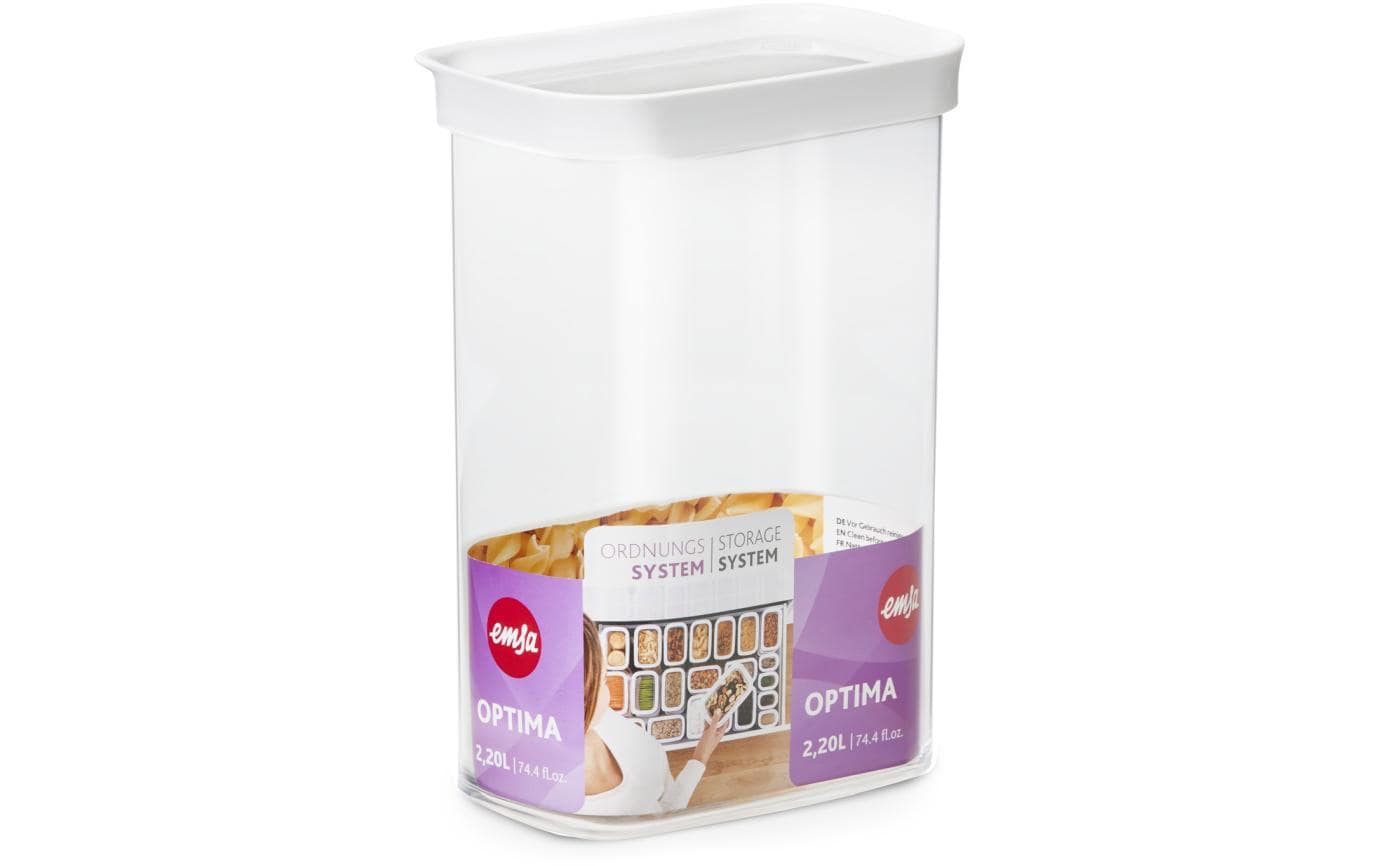EMSA Optima – Vorratsdose 2,2 l, 16 × 9,9 × 23,8 cm, Kunststoff (MS/TPE), Transparent