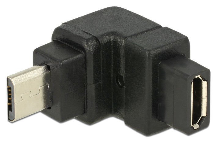 DeLOCK USB-Adapter USB-Micro-B auf USB-Micro-B – USB 2.0 (480 Mbit/s) – Abgewinkelt, Goldkontakte – Schwarz