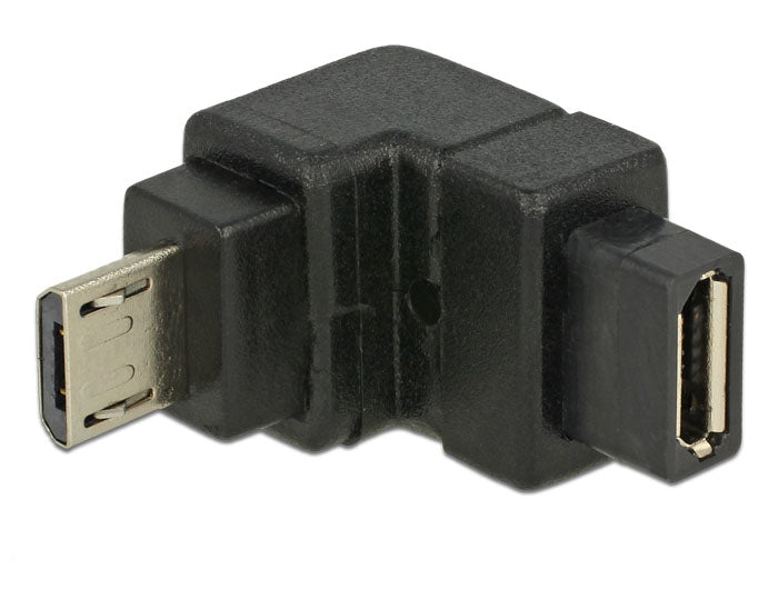 DeLOCK USB-Adapter Micro-B zu Micro-B – USB 2.0 (480 Mbit/s), einseitig gewinkelt, Goldkontakte – Schwarz