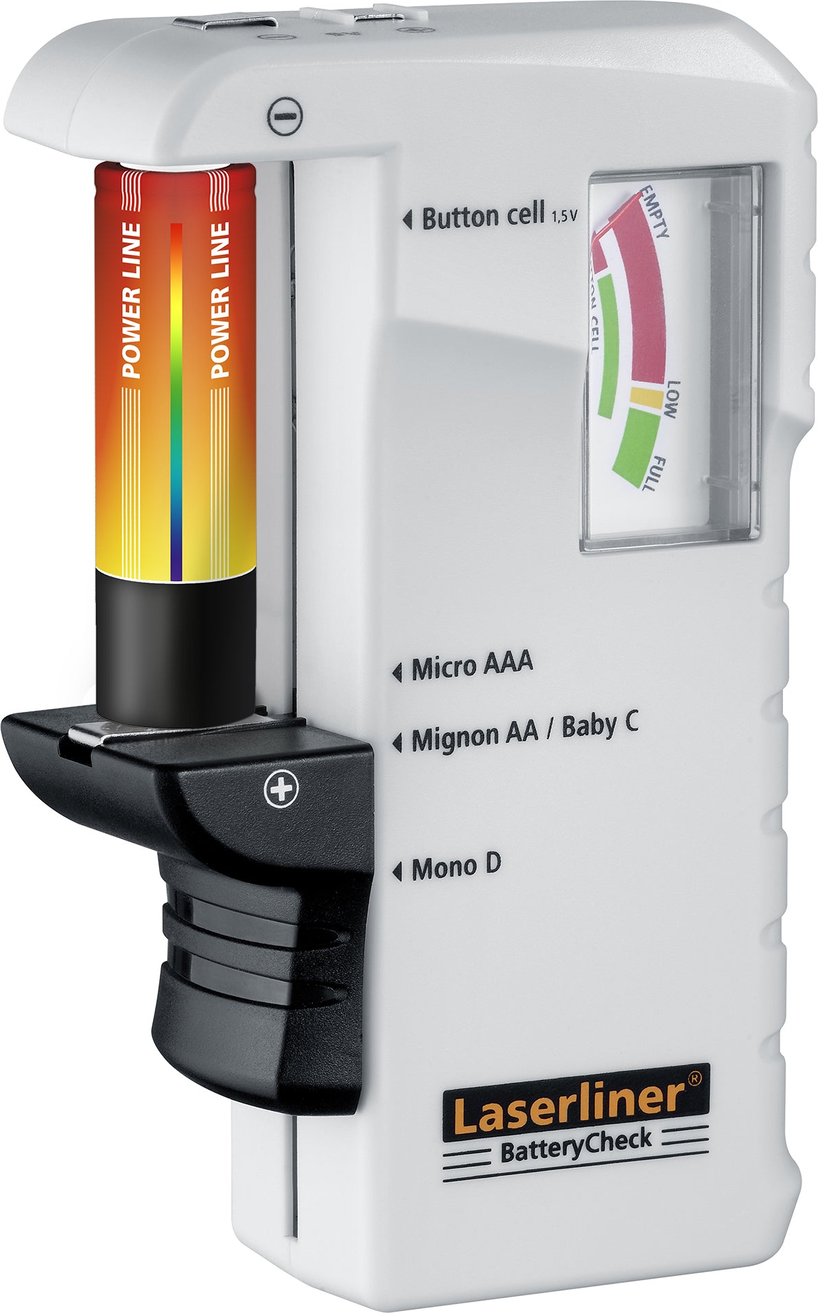 Laserliner BatteryCheck – Batterietester – für AA/AAA/C/D/9 V/Knopfzellen