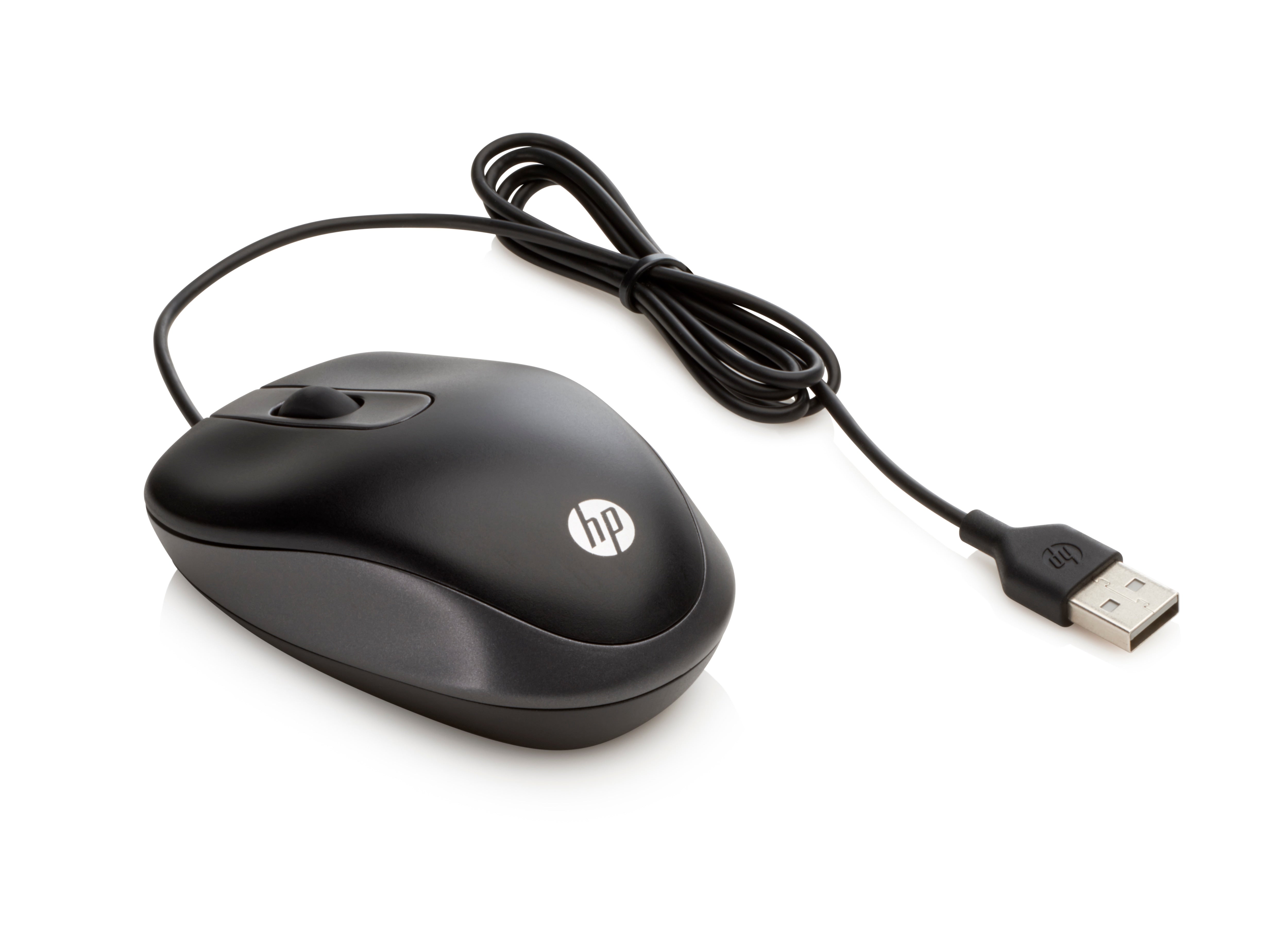 HP USB-Reisemaus – Maus – Kabelgebunden (USB‑A), 1000 DPI, beidhändig, Schwarz