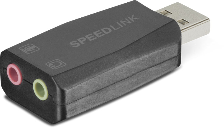 SPEEDLINK VIGO SL8850BK0 – Externe USB-Soundkarte – 3,5 mm Klinke/Mikrofon – Plug & Play