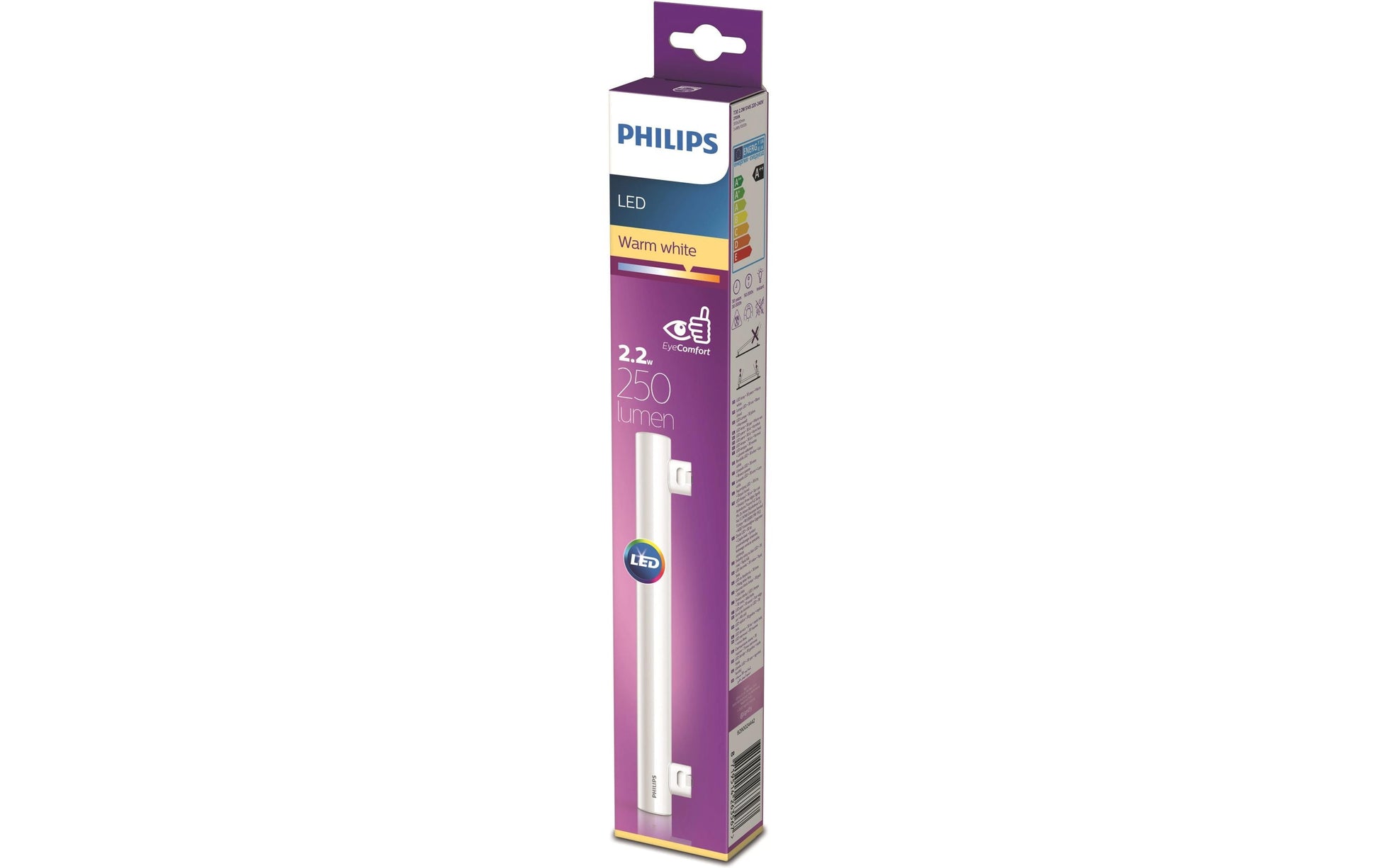 Philips Leuchtmittel S14s, Stabform, 300 mm – Warmweiss 2700 K, 250 lm, 2,2 W – 1 Stk., Weiss, Plastik