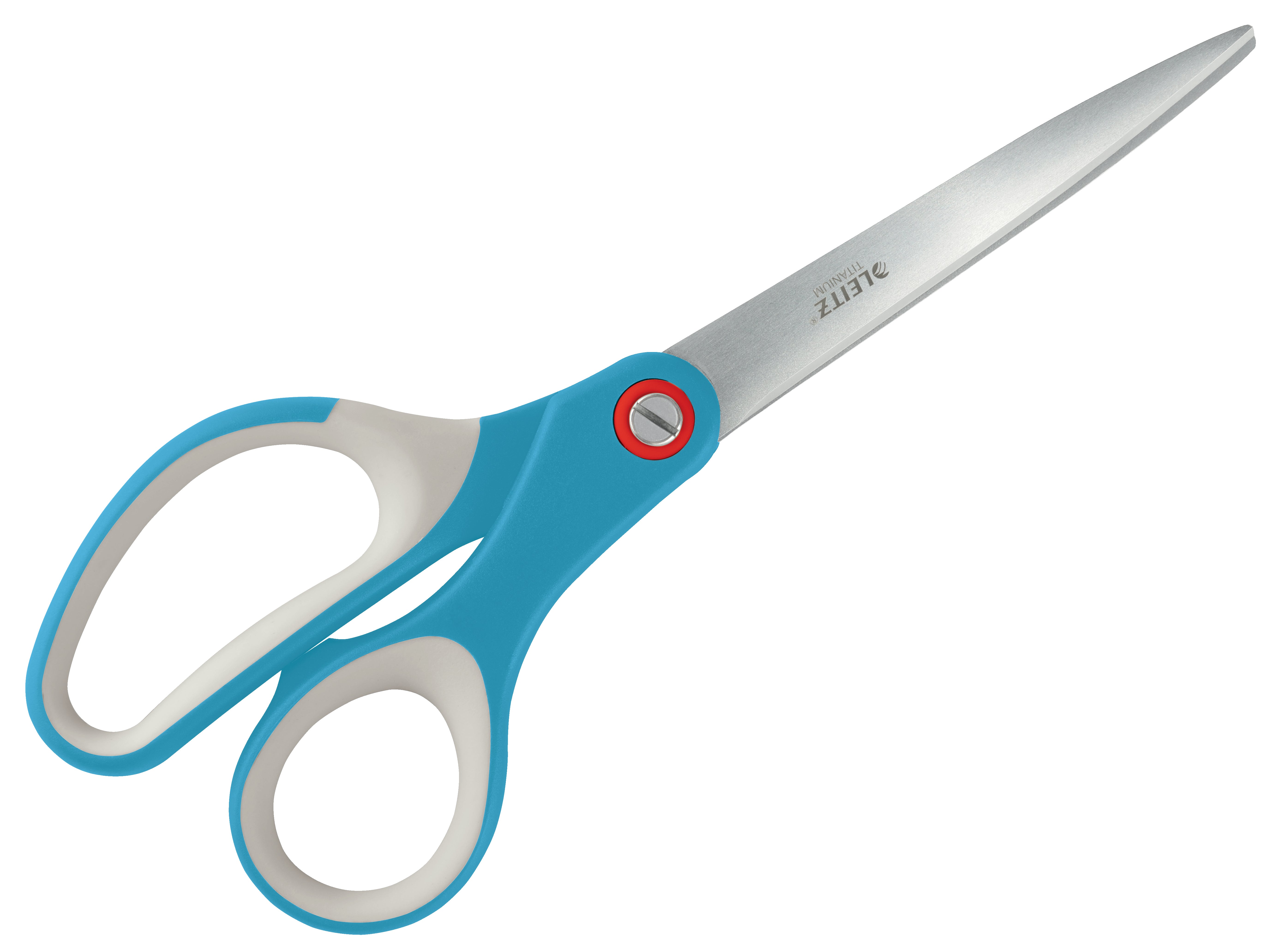 Leitz Cosy Schere 20,5 cm, spitz, für Rechts- und Linkshänder – Edelstahl, titanbeschichtet, Softgrip, blau