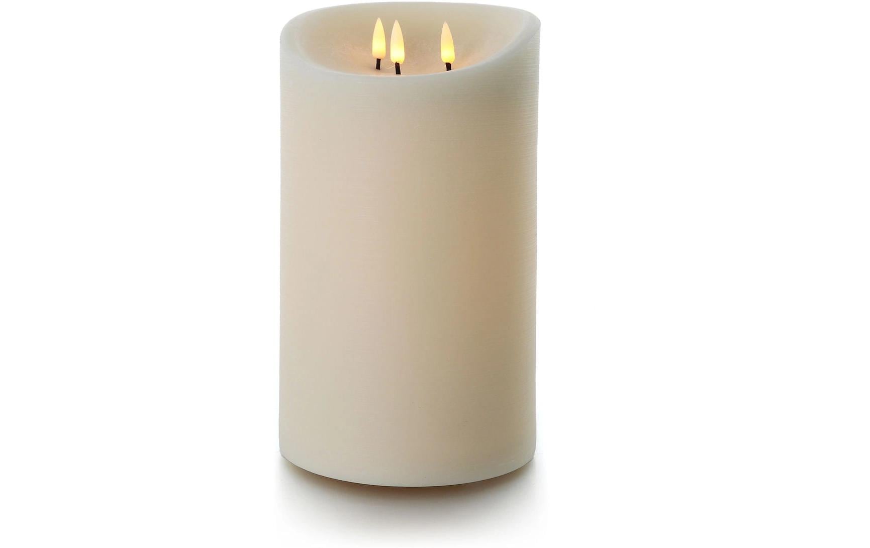 Balthasar LED Echtwachskerze Aussen – Ø 15 cm, Warmweiss, Batteriebetrieb, Timer, Fernbedienung – Creme, Wachs