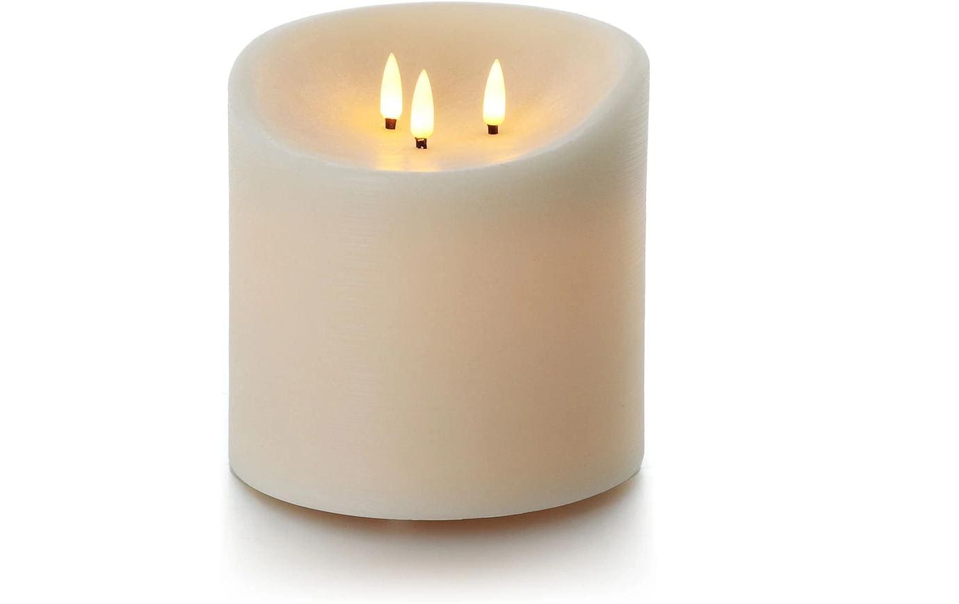 Balthasar LED Outdoor Echtwachskerze – Ø 15 × 15 cm – Wachs, creme