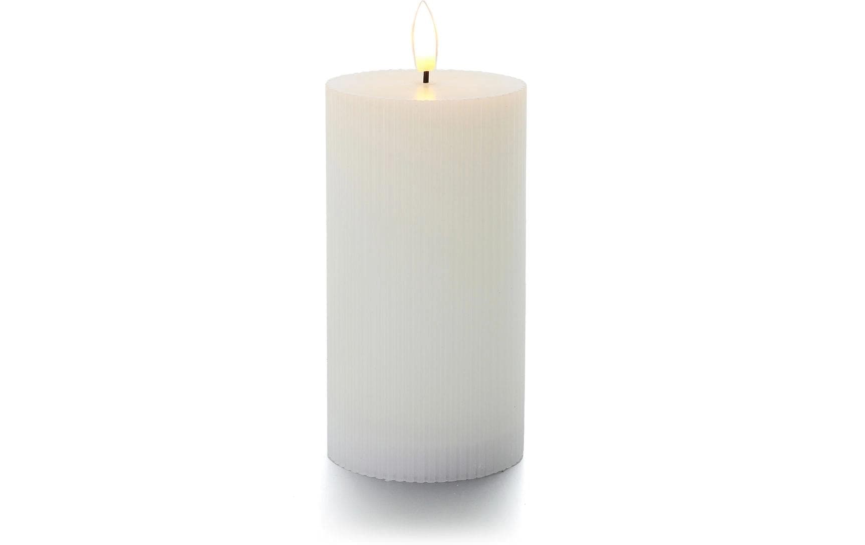 Balthasar LED Zylinderkerze – Ø 7,5 × 14 cm – Wachs, weiss