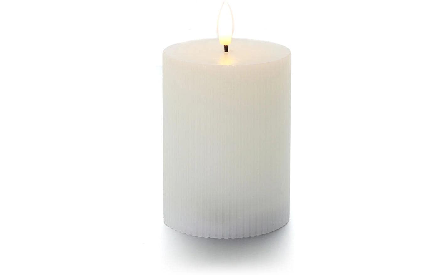 Balthasar LED Zylinderkerze – Ø 7,5 × 12,5 cm – Wachs, Weiss