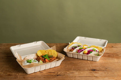 BioPak Take-away-Box, Bagasse (Zuckerrohr) – 850 ml, 237 × 155 × 45 mm – braun