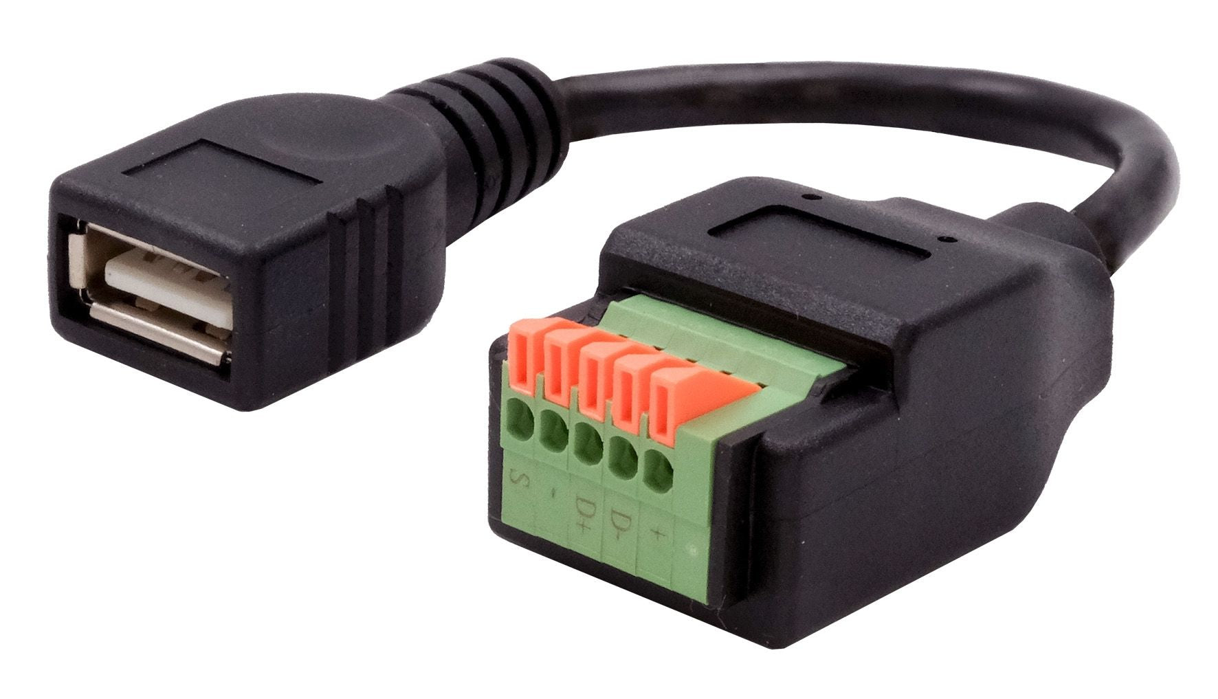EXSYS EX-49128 Adapter USB-A zu Terminalblock – USB 2.0 (480 Mbit/s), 5-poliger Terminalblock, 0,15 m, Schwarz