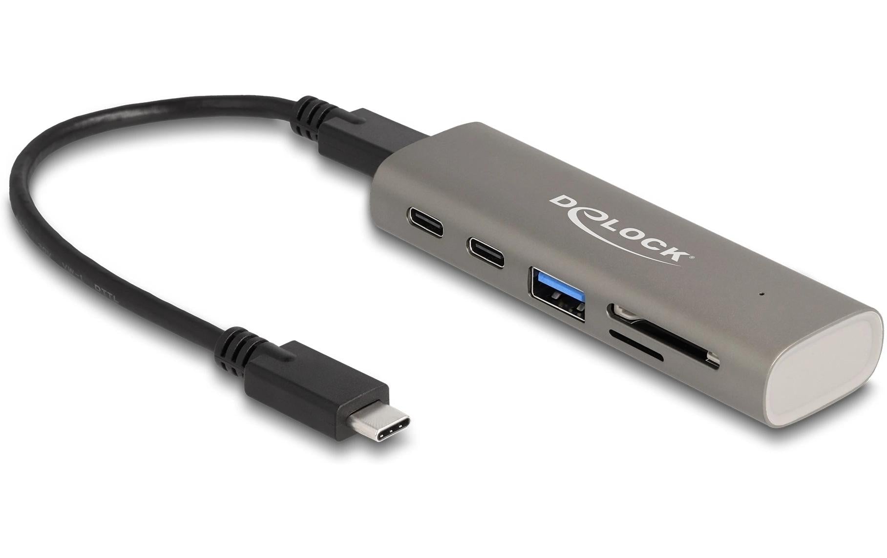 DeLOCK USB-Hub – USB-C, 1× USB-A, 3× USB-C, 10 Gbit/s, SD/microSD, für Windows/Mac/Linux