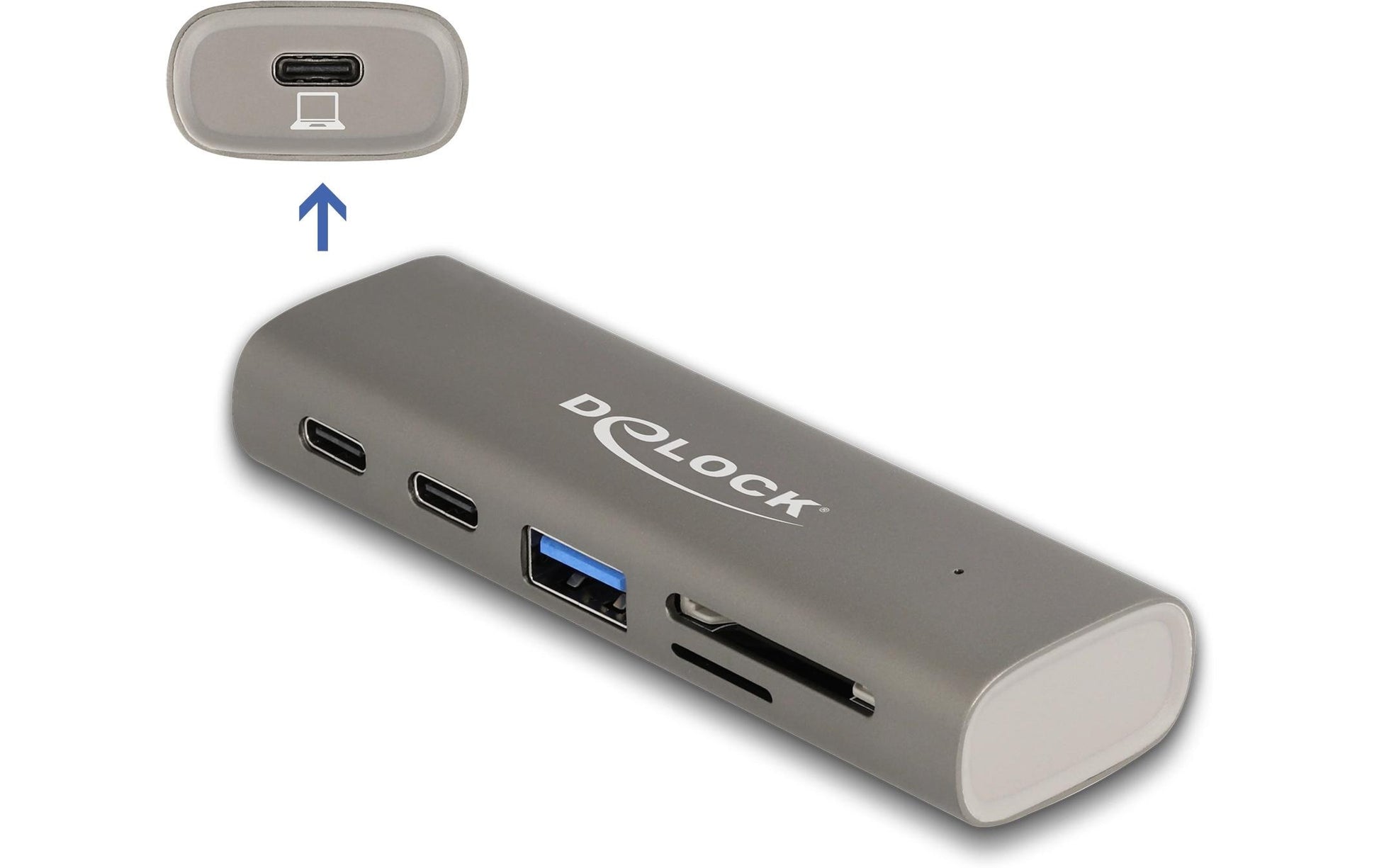 DeLOCK USB-Hub – USB-C, 1× USB-A, 3× USB-C, 10 Gbit/s, SD/microSD, für Windows/Mac/Linux