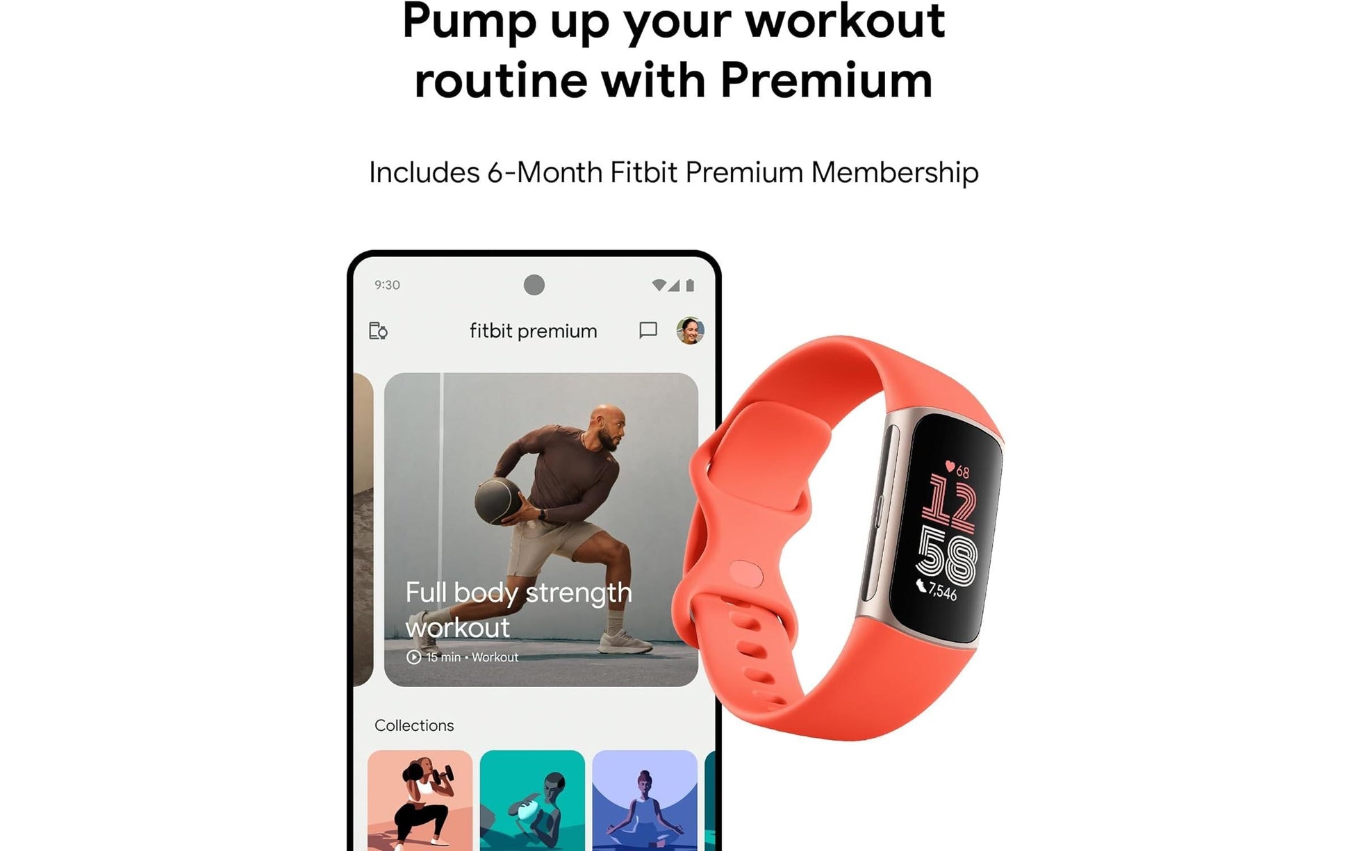 Fitbit Charge 6 – Smartwatch – 18,5 mm, GPS, AMOLED, 5 ATM, Koralle/Gold, S/L, Sportarmband