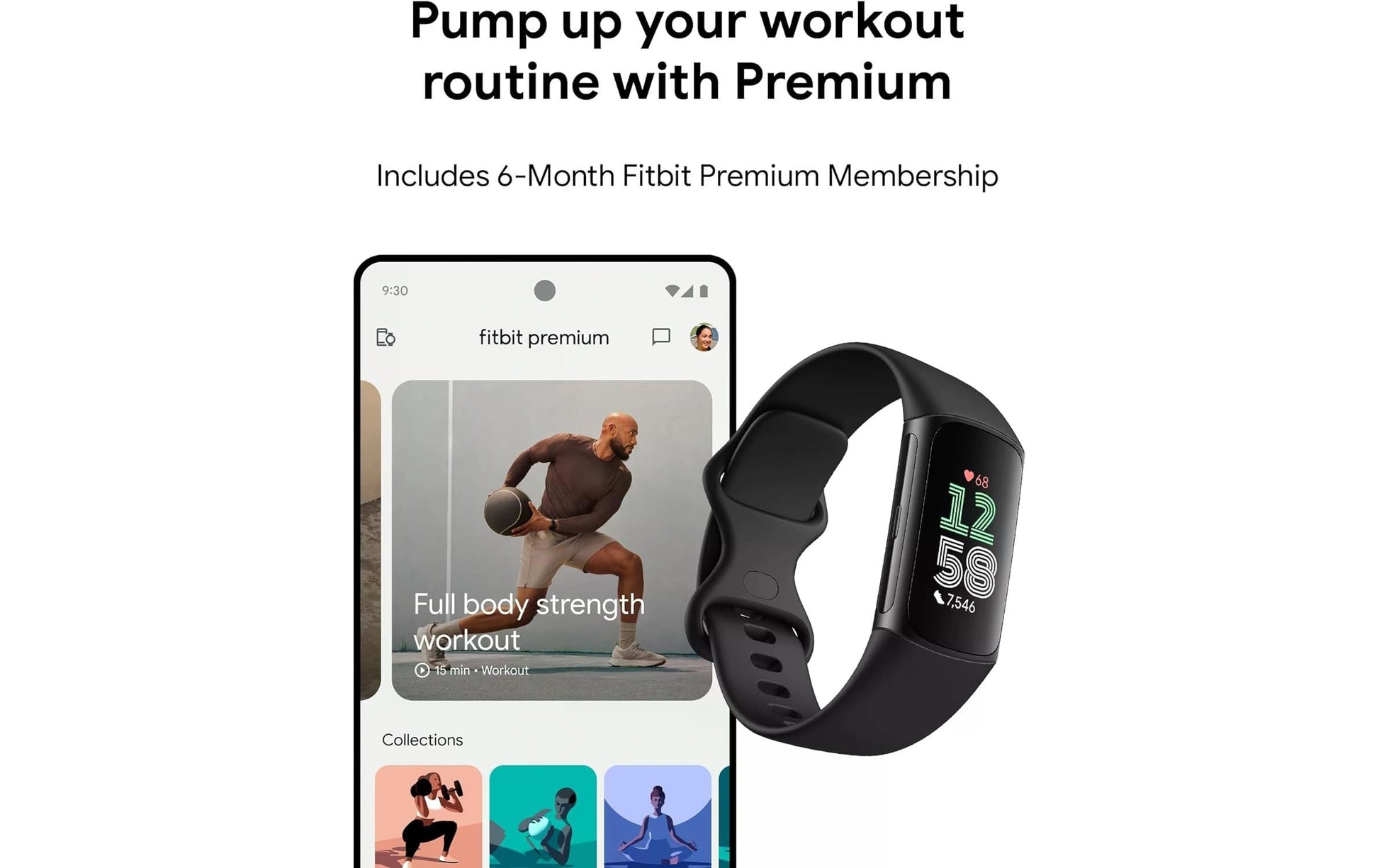 Fitbit Charge 6 – Smartwatch – 18,5 mm, GPS, AMOLED, 5 ATM, Schwarz, S/L, Sportarmband