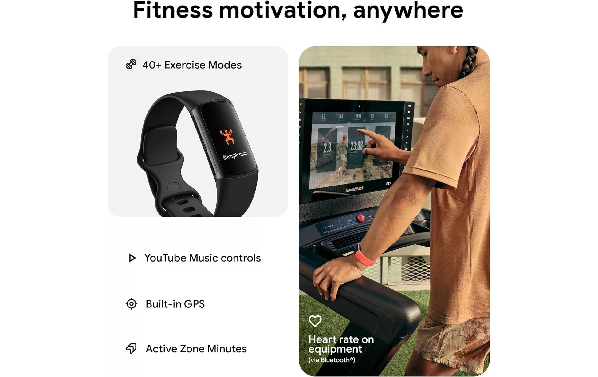Fitbit Charge 6 – Smartwatch – 18,5 mm, GPS, AMOLED, 5 ATM, Schwarz, S/L, Sportarmband