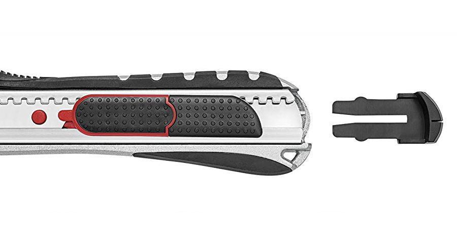 Wedo Safety Cutter 2in1 – Abbrechmesser 18 mm, einziehbar, Edelstahl, rot, 1 Stk.