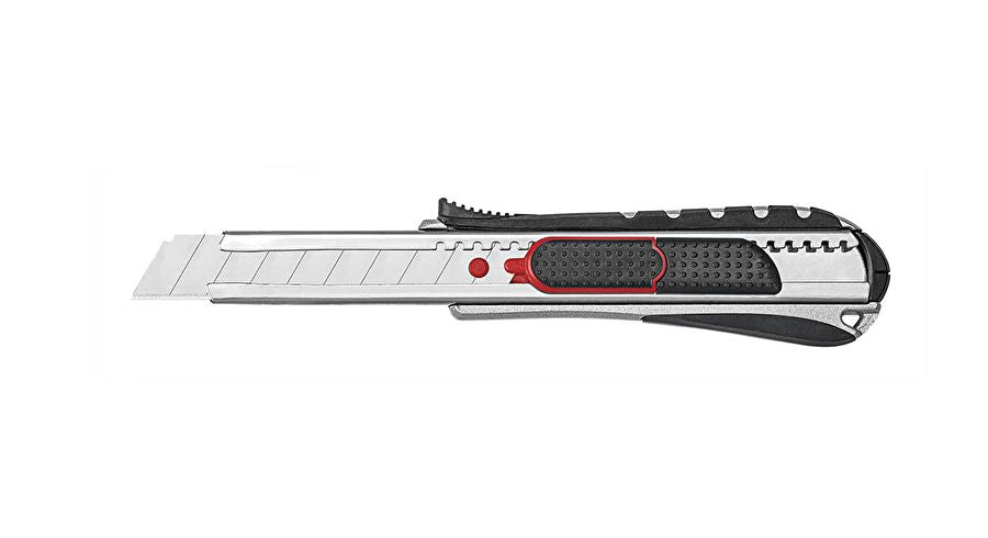 Wedo Safety Cutter 2in1 – Abbrechmesser 18 mm, einziehbar, Edelstahl, rot, 1 Stk.