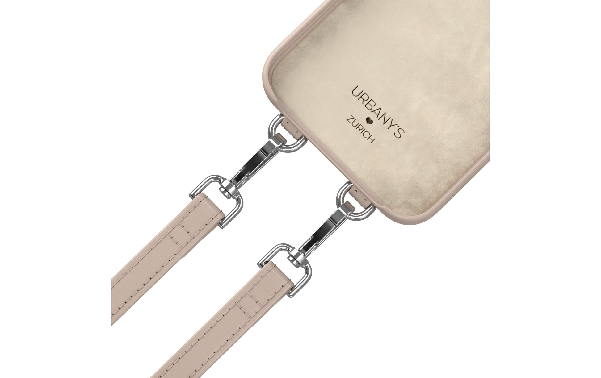 Urbany's Necklace-Hülle Beach Beauty – für Apple iPhone 15 Pro Max – beige – Kunstleder – mit Kordel
