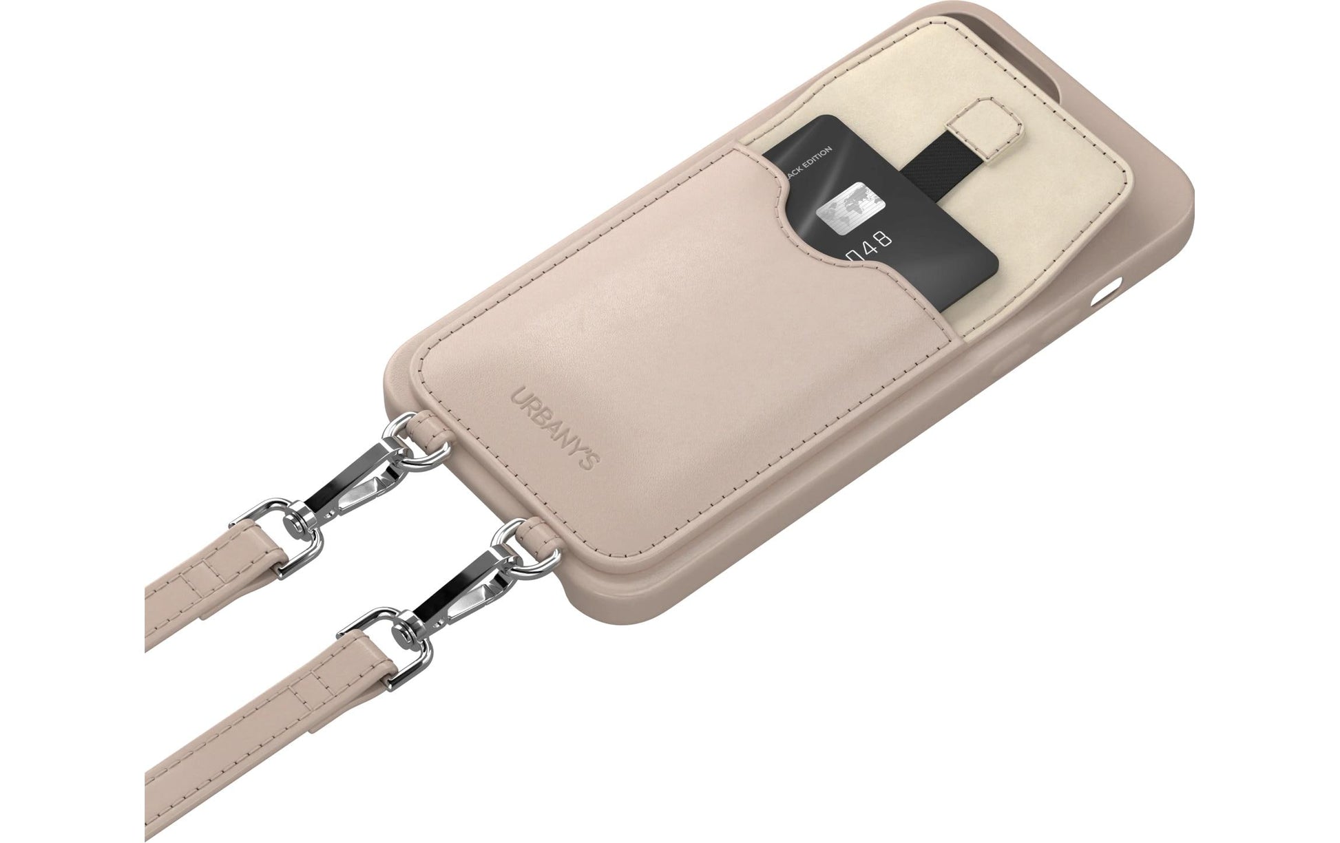 Urbany's Necklace-Hülle Beach Beauty – für Apple iPhone 15 Pro Max – beige – Kunstleder – mit Kordel