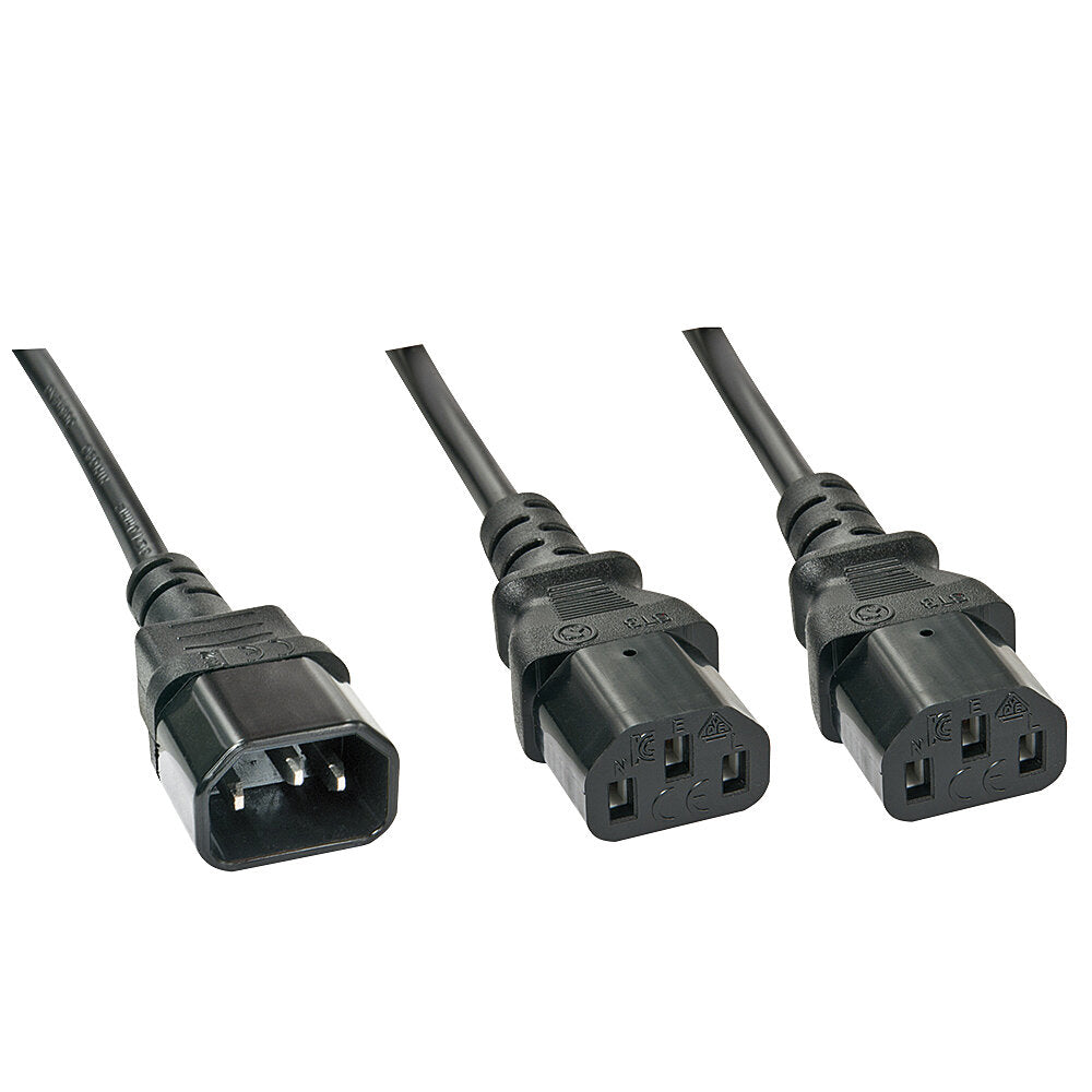 Lindy Netzkabel – IEC C14 zu 2× IEC C13, 1 m, schwarz