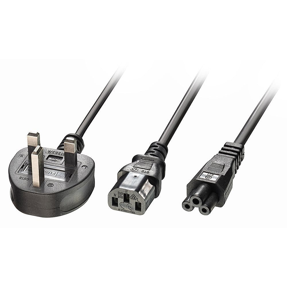 Lindy Netzkabel – UK (Typ G) – IEC C13 + IEC C5, 2,5 m, abgewinkelt, schwarz