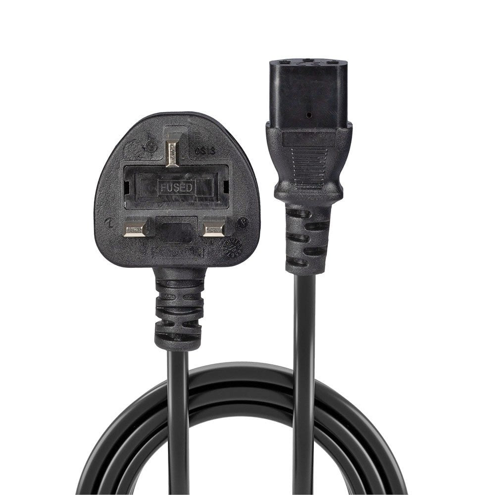 Lindy Netzkabel – UK (Typ G) – IEC C13, 1 m, 5 A, Schwarz