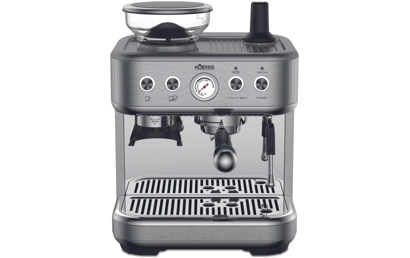 Koenig Baressa Siebträgermaschine – 15 bar, 2,3 l, 250 g, Silber matt