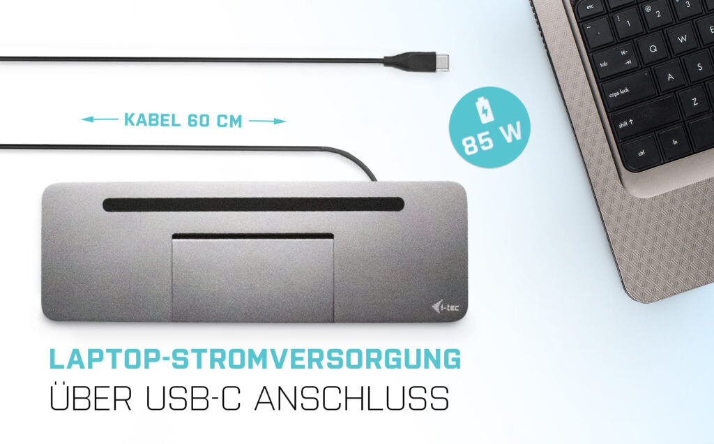 i-tec Dockingstation – USB-C, DP/HDMI/VGA, 4× USB-A, 1× USB-C, 85 W PD, GbE, für Windows/Mac/Linux
