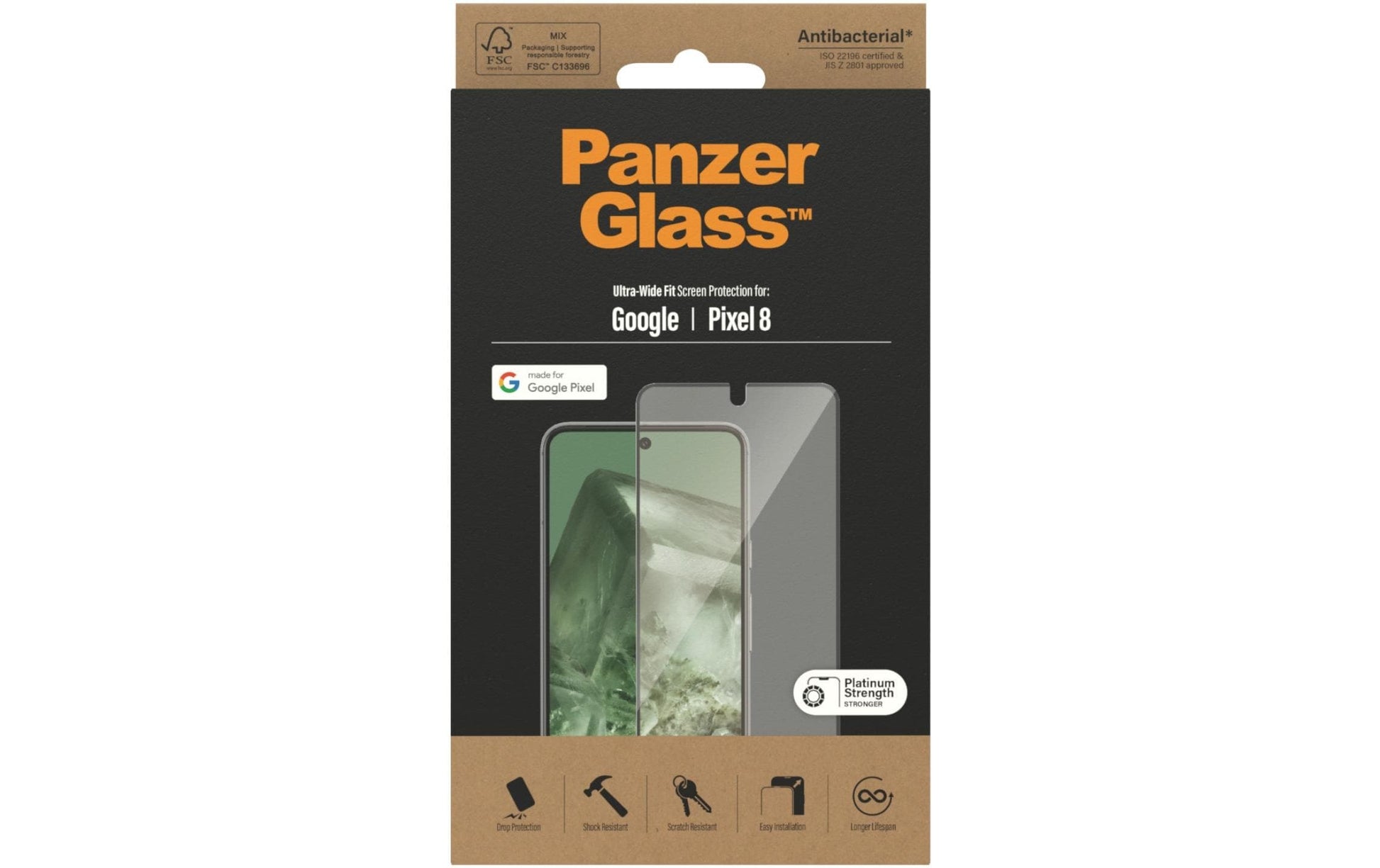 PanzerGlass Displayschutz (Panzerglas), Ultra-Wide Fit – für Pixel 8