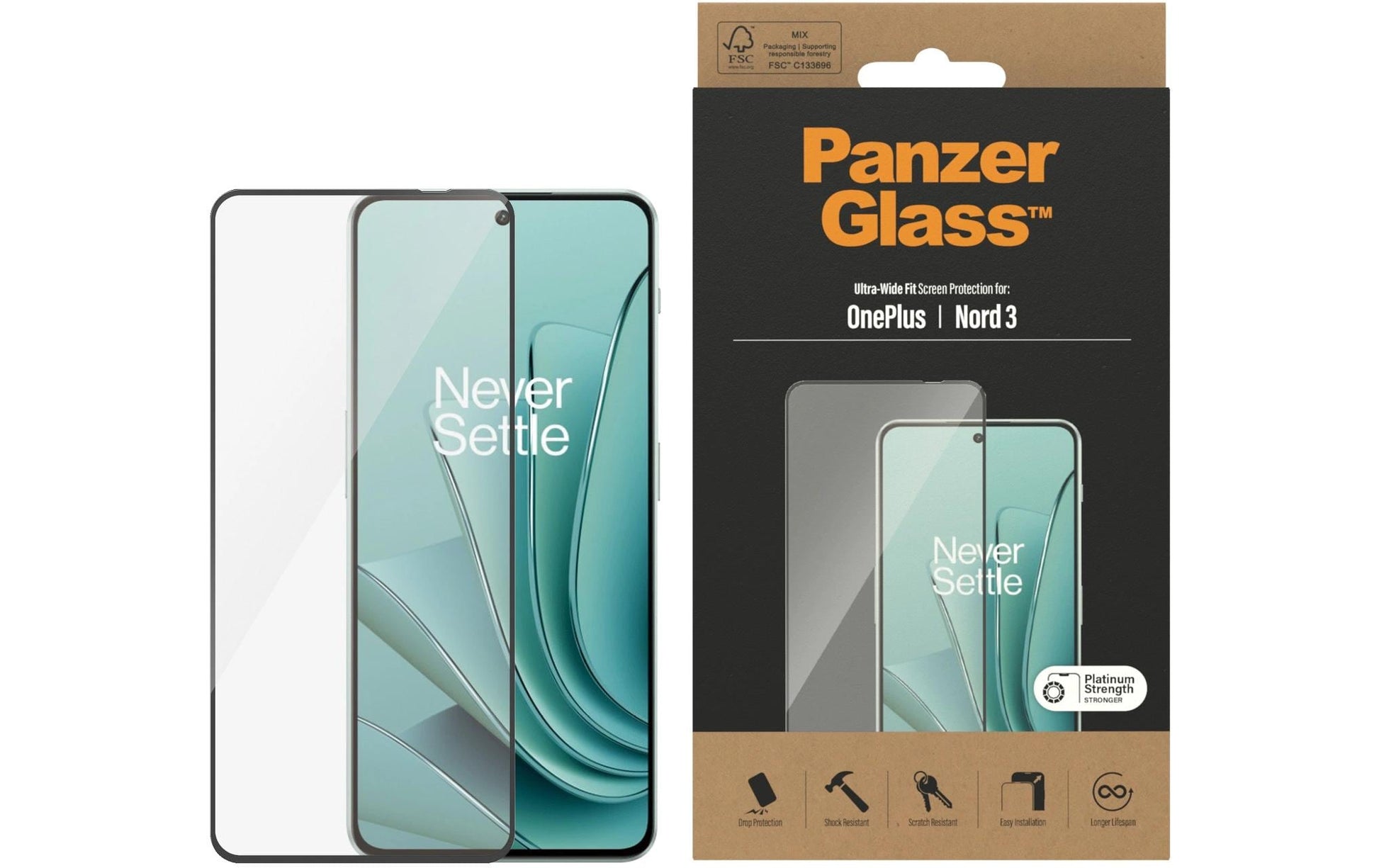 PanzerGlass Displayschutz, gehärtetes Glas, transparent – für OnePlus Nord 3/Nord 3 5G – 1er-Pack