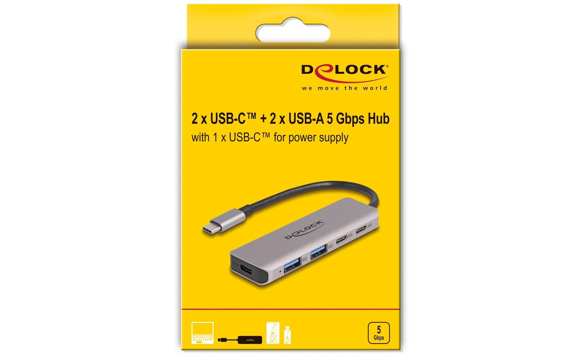 DeLOCK USB-Hub – USB-C, 2× USB-A, 3× USB-C, für Windows/Mac/Linux