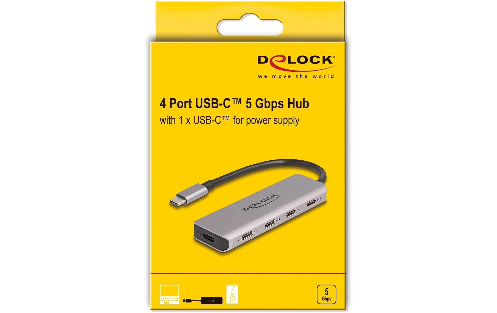 DeLOCK USB-Hub – USB-C, 4× USB, für Windows/Mac/Linux