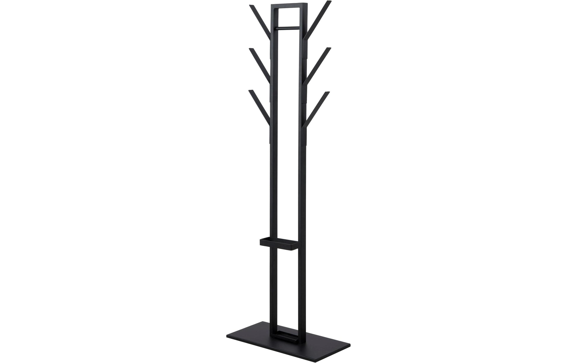 Actona Vinson Garderobenständer – mit Schirmhalter, 6 Haken – Stahl – Schwarz – 1'650 mm
