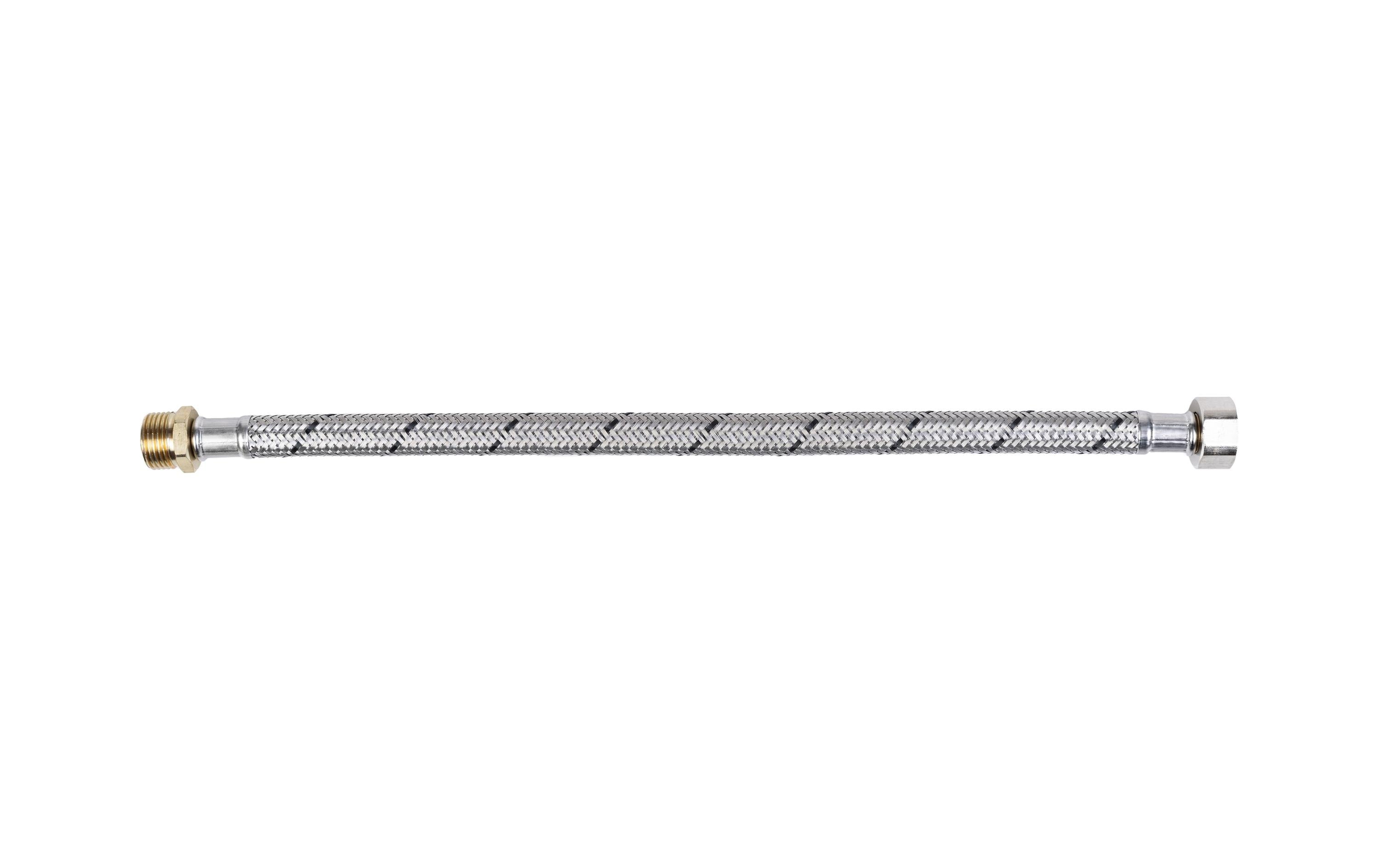 Flexo Anschlussschlauch – DN 8, 3/8" IG × 3/8" AG, 30 cm, Silbergrau, für Schläuche
