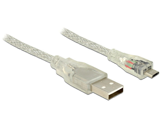 DeLOCK USB-A auf Micro-USB-B Kabel – USB 2.0 (480 Mbit/s) – 0,5 m – Transparent