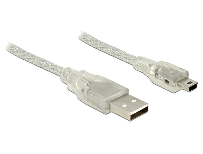 DeLOCK USB-A auf Mini-USB-B Kabel – USB 2.0 (480 Mbit/s) – 0,5 m – Transparent