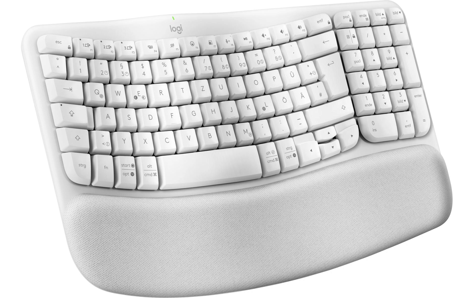 Logitech Central-419 – Tastatur, kabellos (Bluetooth/2,4 GHz), CH-Layout (DE-CH), ergonomisch, Weiss