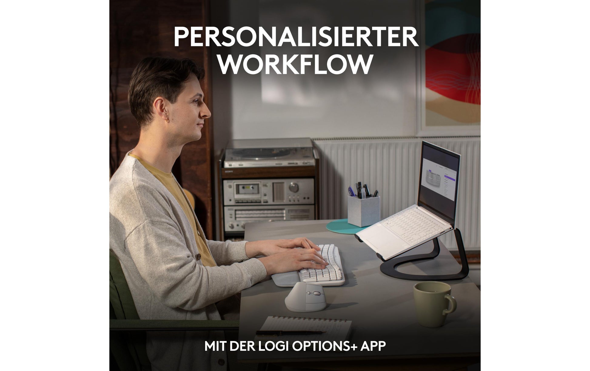 Logitech Central-419 – Tastatur, kabellos (Bluetooth/2,4 GHz), CH-Layout (DE-CH), ergonomisch, Weiss