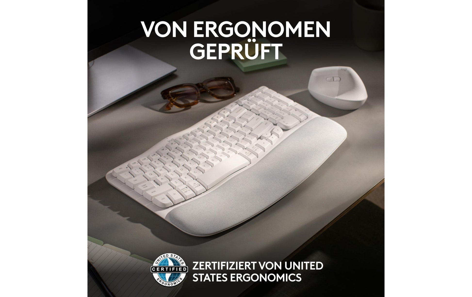 Logitech Central-419 – Tastatur, kabellos (Bluetooth/2,4 GHz), CH-Layout (DE-CH), ergonomisch, Weiss