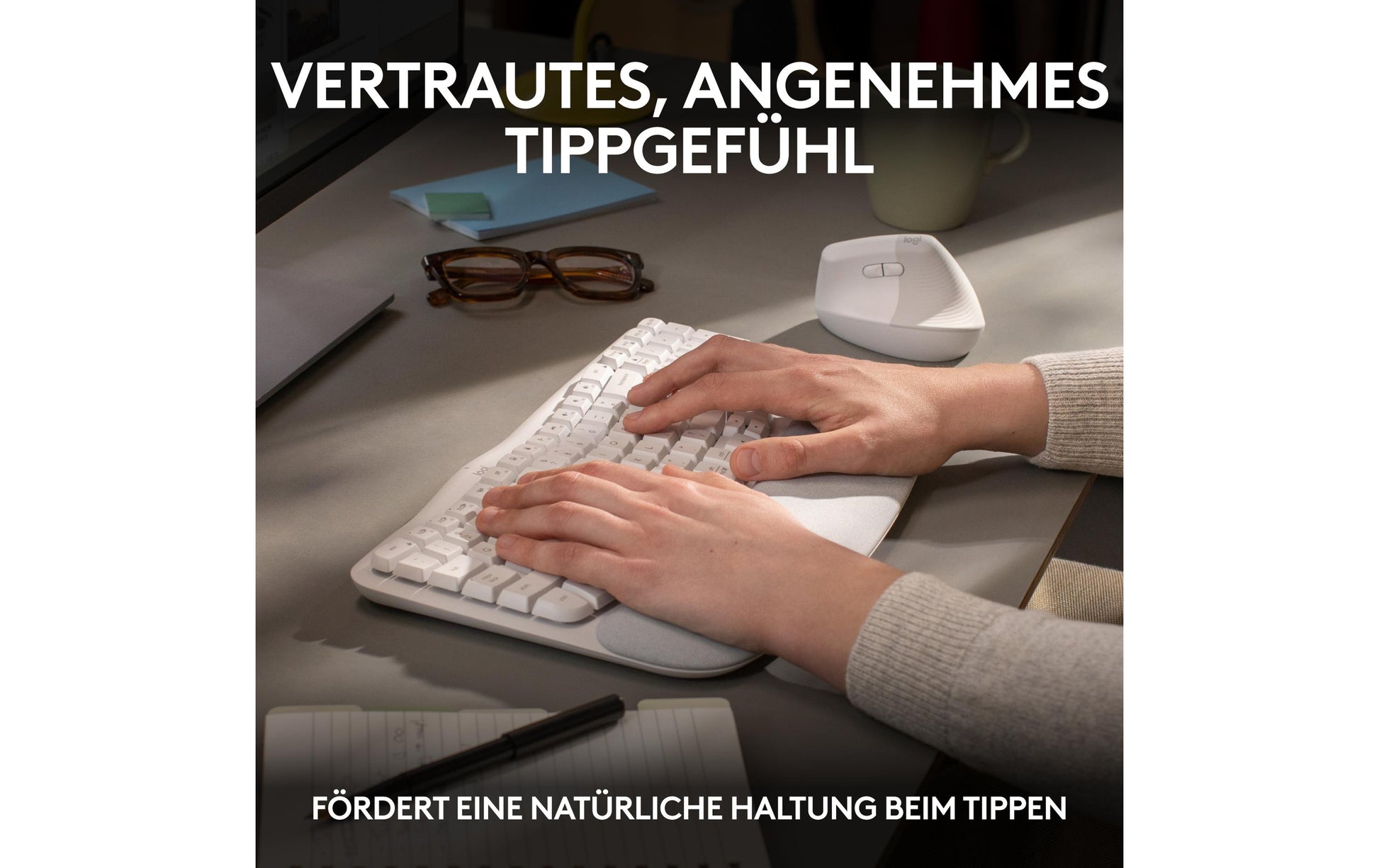 Logitech Central-419 – Tastatur, kabellos (Bluetooth/2,4 GHz), CH-Layout (DE-CH), ergonomisch, Weiss