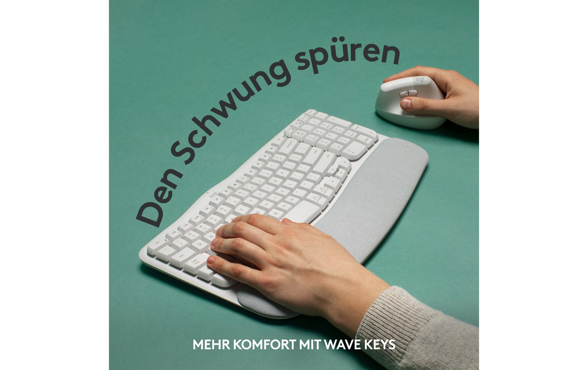 Logitech Central-419 – Tastatur, kabellos (Bluetooth/2,4 GHz), CH-Layout (DE-CH), ergonomisch, Weiss