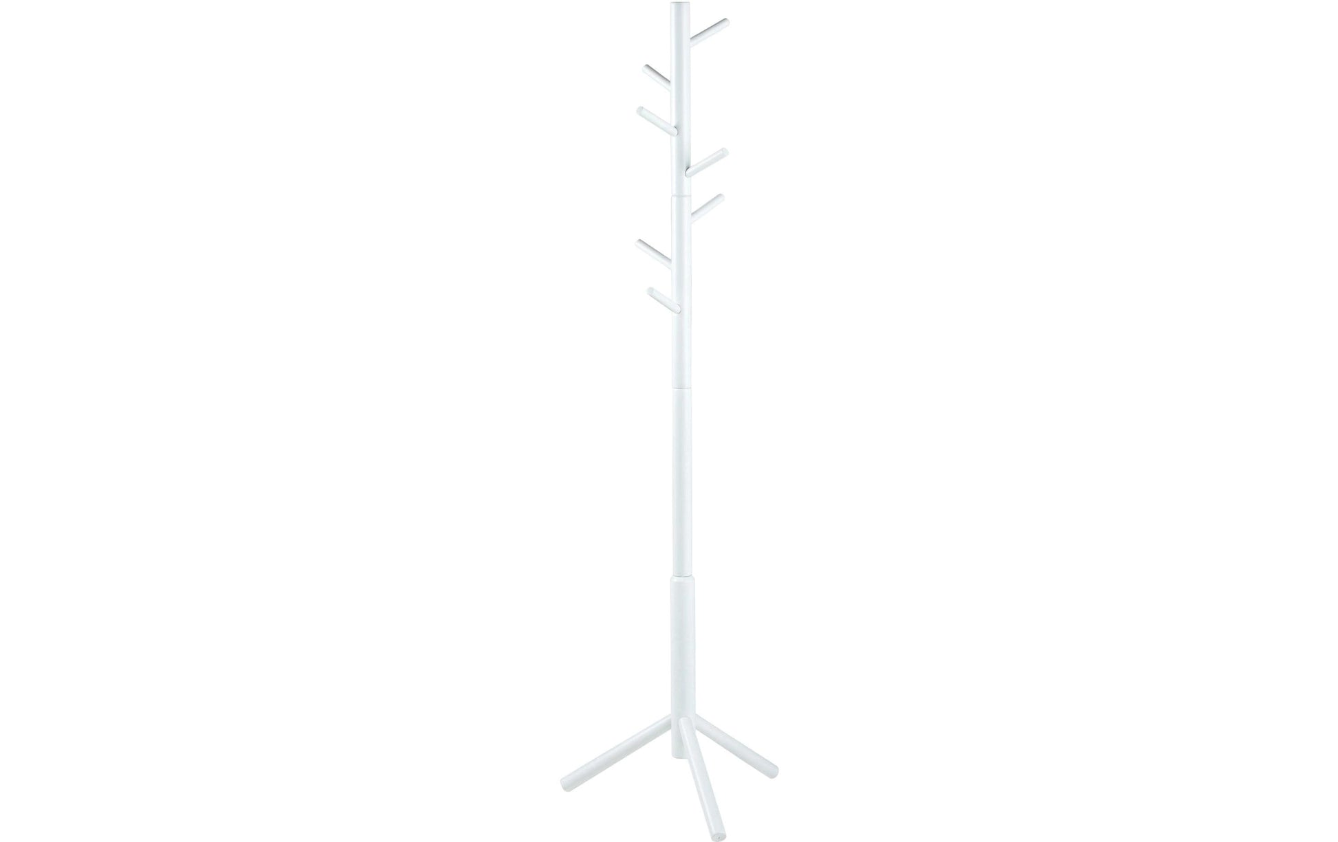 Actona Garderobenständer – 7 Haken, Gummibaumholz, Weiss, 51 × 45 × 176 cm