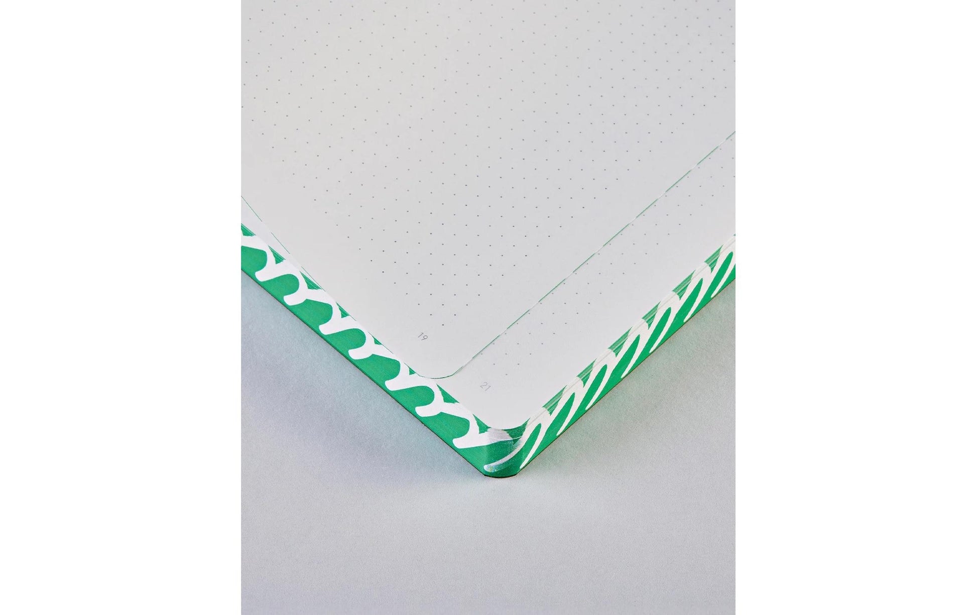 nuuna Notizbuch – 165 × 220 mm – 256 Seiten – 120 g/m² – Softcover, nummerierte Seiten, Kunstleder, grün/weiss
