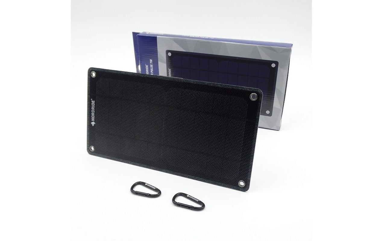 NORDRIDE Pulse Solar-Panel – 7 W, USB-A 5 V/1,2 A, Monokristallin, IP65, 152×32×290 mm, Schwarz