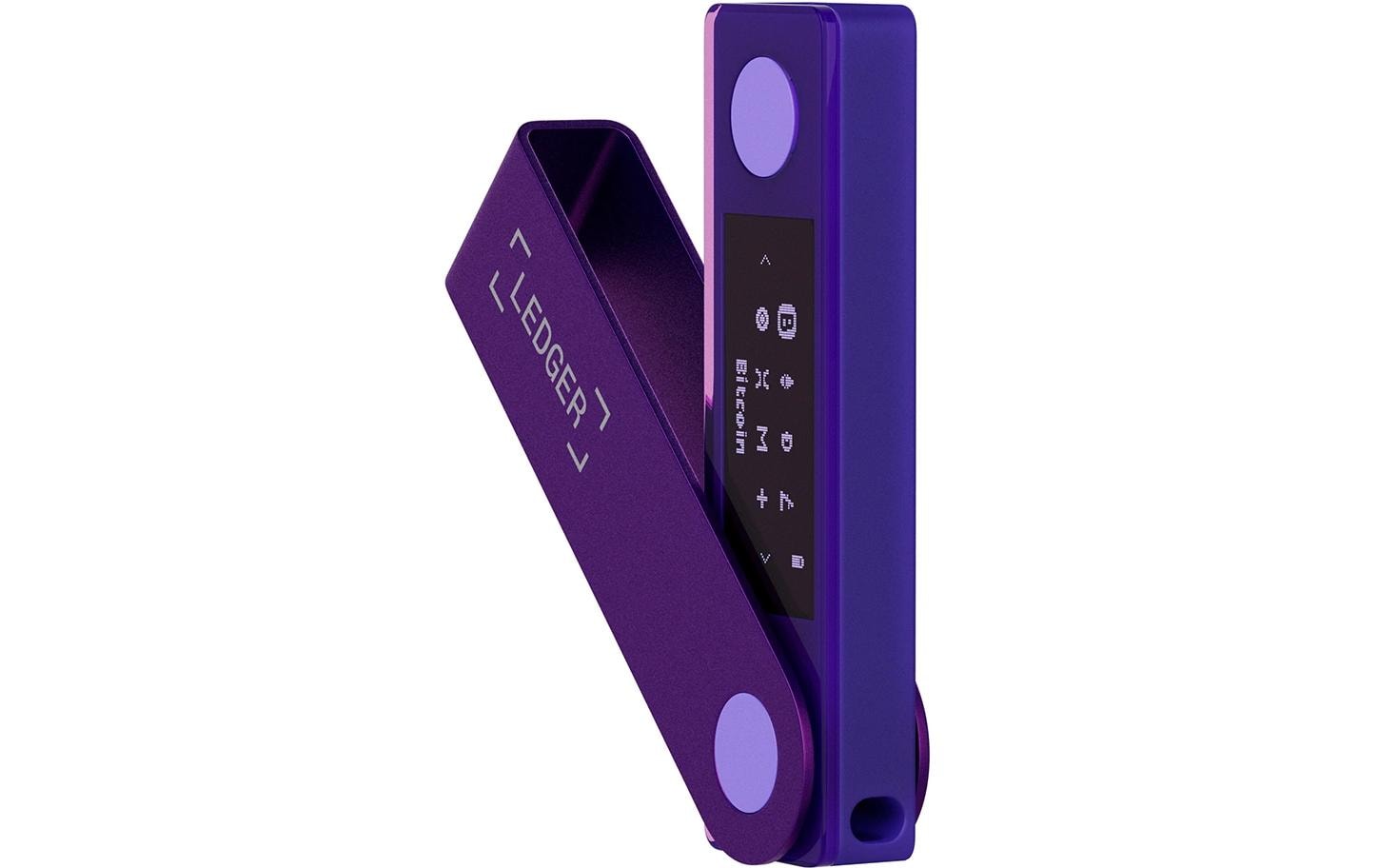 Ledger Hardware-Wallet Nano X – für Android, iOS, Windows u. a., 19 × 12 × 72 mm, violett, Li-Ion