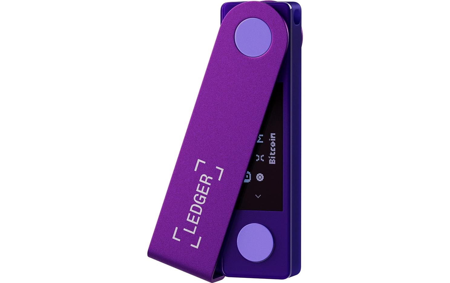 Ledger Hardware-Wallet Nano X – für Android, iOS, Windows u. a., 19 × 12 × 72 mm, violett, Li-Ion