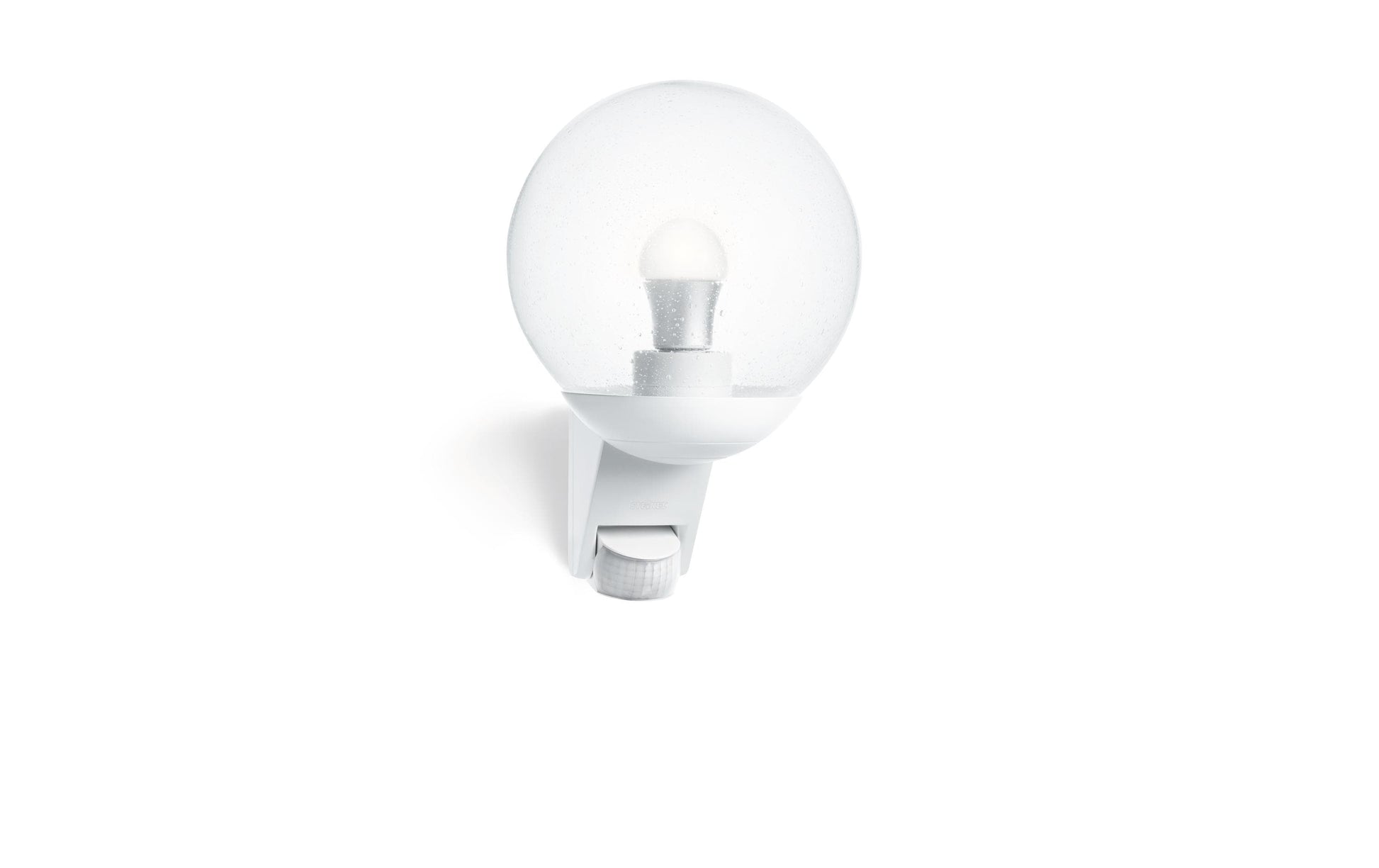 STEINEL Aussenwandleuchte – 60 W – IP44 – Netzbetrieb – mit Bewegungsmelder, Weiss, Glas, Kunststoff